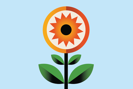 A tall sunflower graphic